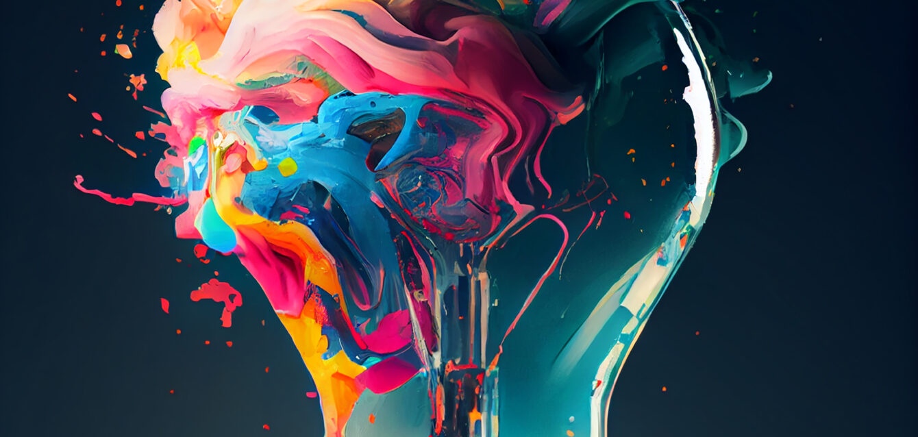 Creative light bulb abstract on glowing blue background ,generative AI